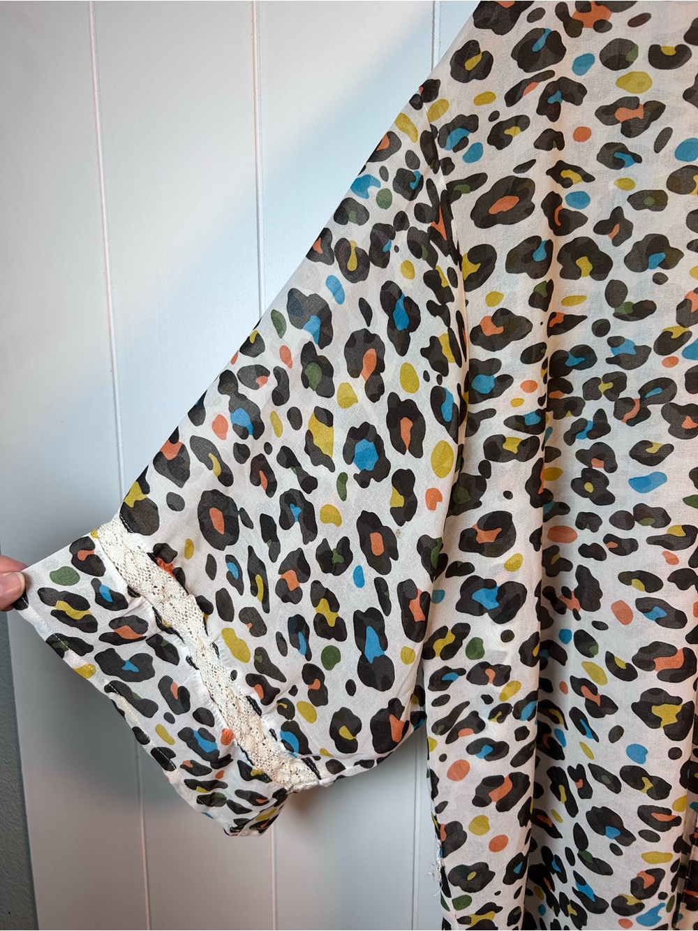 Andree by Unit Multicolor Leopard Print Kimono Cardigan Size Large - Picture 5 of 7